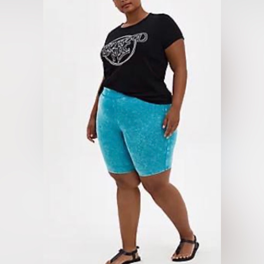 Torrid Teal Mineral Wash Bike Shorts Size 2 Plus Size Cotton Stretch